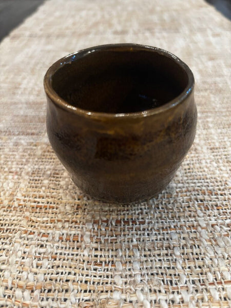Vtg Stoneware Brown Pot 3H