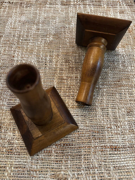 VintageSet of Wooden Candle Sticks Ardco Japan 5.5"*3.5"