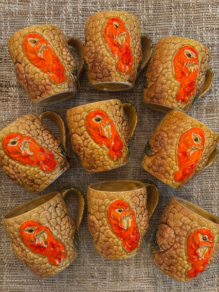 9 Vtg Enesco Japan Turkey Mugs