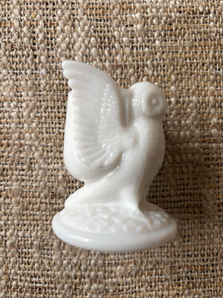 Vintage Westmoreland Milk Glass Owl Toothpick Holder