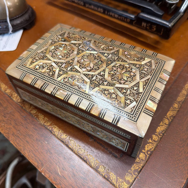 Mother of Pearl Inlaid Wood Box, 6"X4"X2"