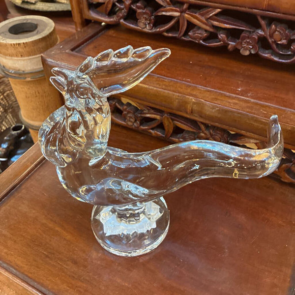 Vintage 1960's Glass Rooster 8" x 8"