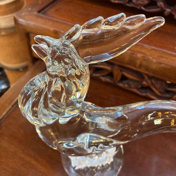 Vintage 1960's Glass Rooster 8" x 8"