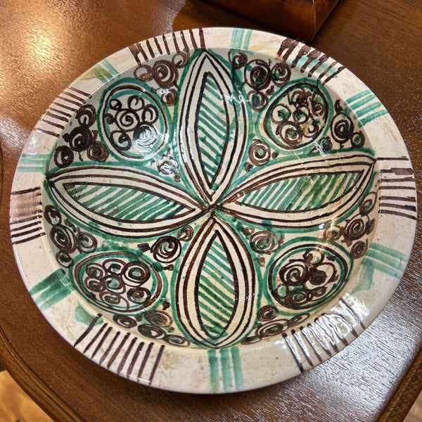 Vintage Mid Century Teruel Spain Handmade Pottery Bowl