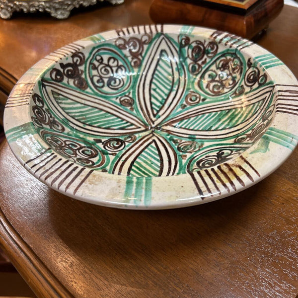 Vintage Mid Century Teruel Spain Handmade Pottery Bowl