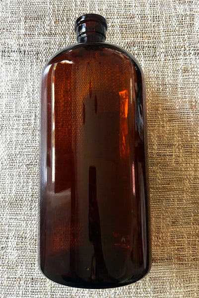 Large Antique Amber Apothecary Glass Bottle