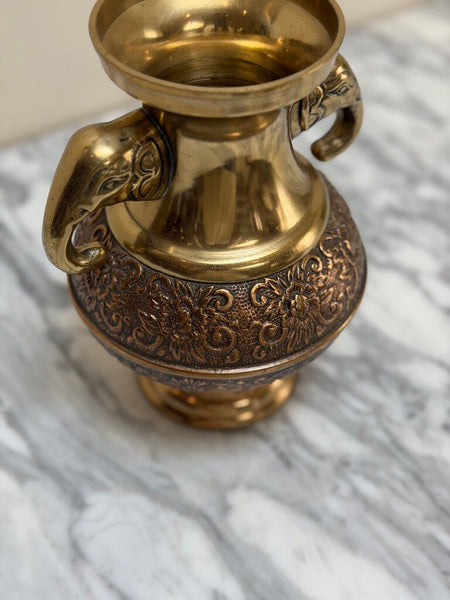 0276 Brass Vase w/ Elephant Handles