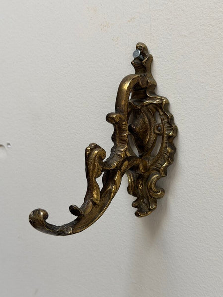 1751 Single Ornate Brass Wall Hook