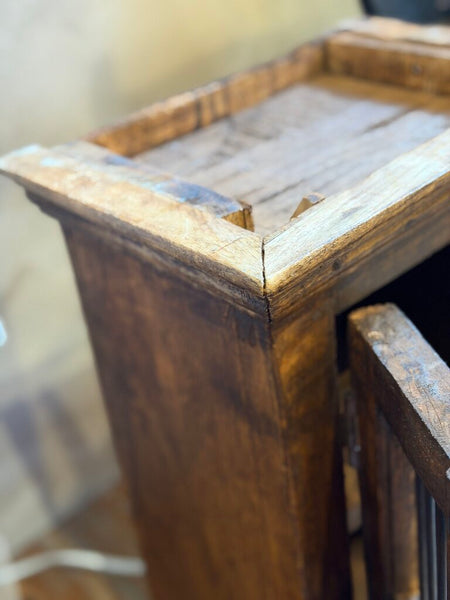 0442 vintage wood cabinet w/ iron bars