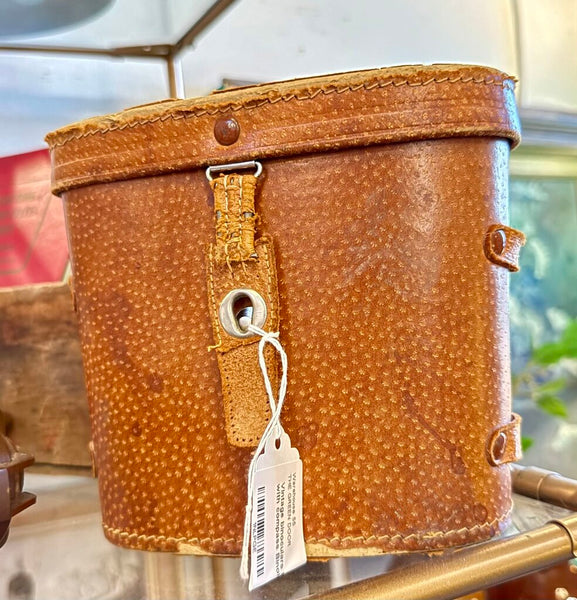 Vintage binoculars in leather case with compass Binolux