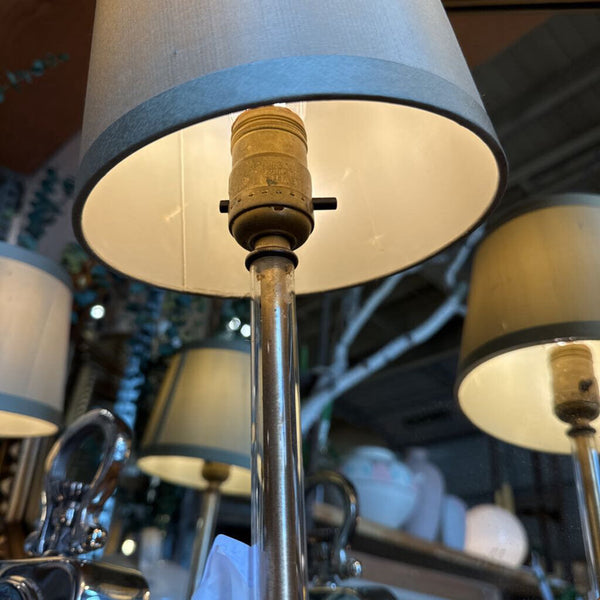 Pair of lovely French boudoir lamps gilt, glass, crystal / diminutive and lovely patina