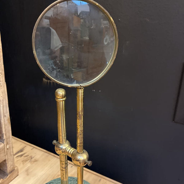 Vintage Brass Magnifying Glass on Marble Stand 13"w x 5"