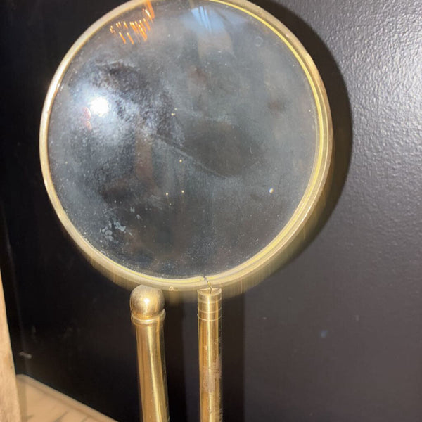 Vintage Brass Magnifying Glass on Marble Stand 13"w x 5"