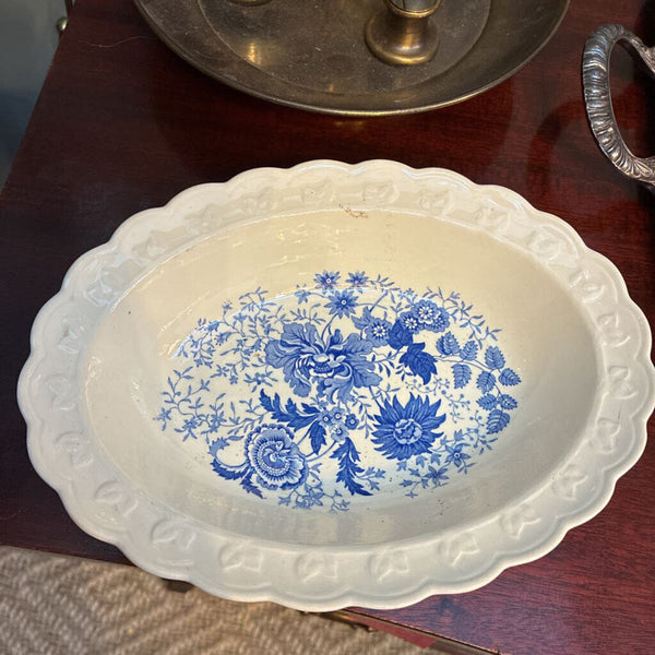 Vintage Taylor Smith China Blue Floral Dish 9" x 7"