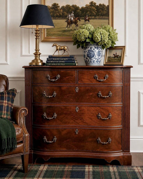 Vintage Flame Mahogany Serpentine Chest 40"w x 41"h x 21"d IN STORE PICKUP ONLY