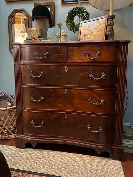 Vintage Flame Mahogany Serpentine Chest 40"w x 41"h x 21"d IN STORE PICKUP ONLY