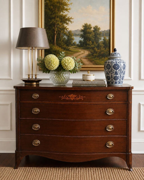 Vintage Hepplewhite Bow Front Dresser 46"w x 34"h x 22"d IN STORE PICKUP ONLY