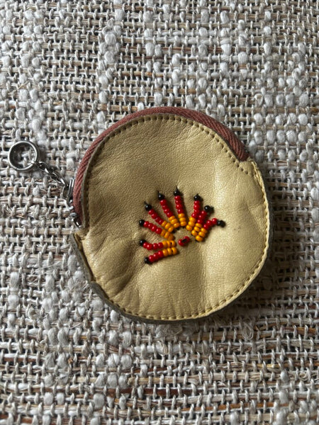 Vintage Beaded Leather Mini Change Purse Wisconsin Dells