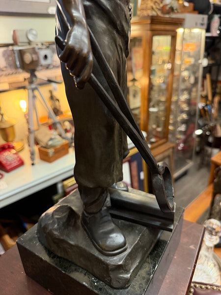 Julius Paul Schmidt-Felling (1835-1920), Germany, Bronze Sculpture: Foundry Worker, 22 1/2"in H x 7 1/2"in W x 7 1/2"in D