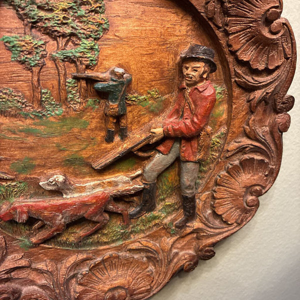 Hand Carved Made in France Hunt Scene