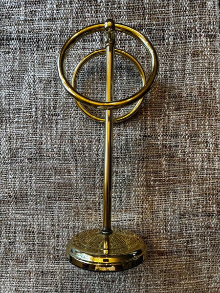 Vtg 12" Tall Free Standing Vanity Two Ring Hand Towel Holder