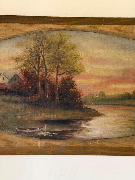 1888 Oil on Wood Panel Sunset Painting