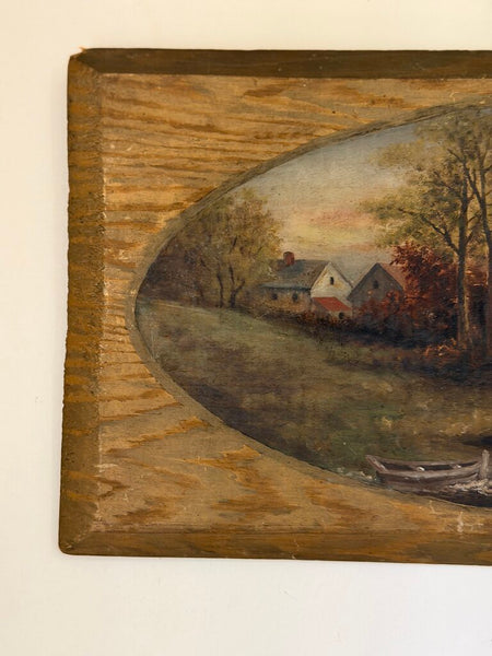 1888 Oil on Wood Panel Sunset Painting