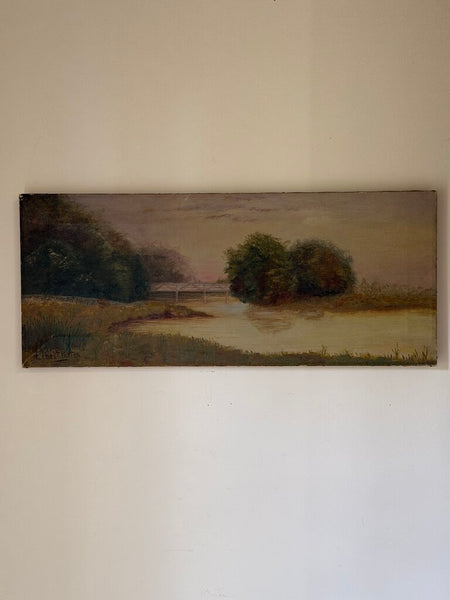 1887 Antique Landscape Oil on Canvas