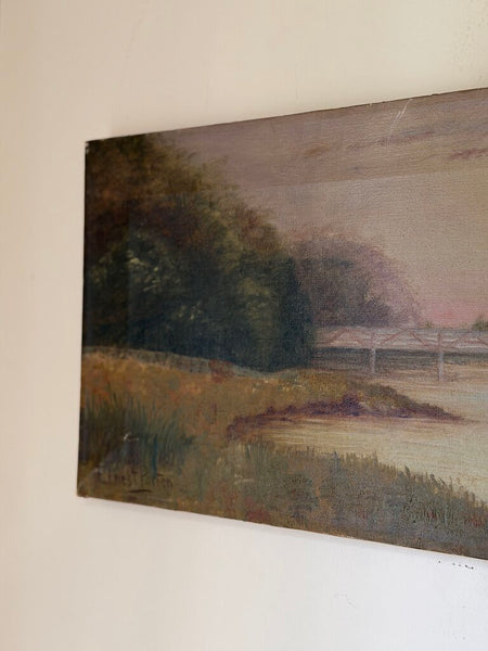 1887 Antique Landscape Oil on Canvas