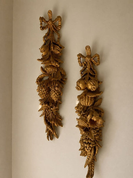 1816 PAIR Italian Palladio Hand Carved Wooden Wall Hangings
