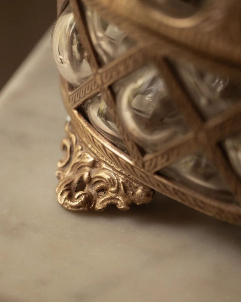 1586 Oval Lidded Bubble Glass Jar