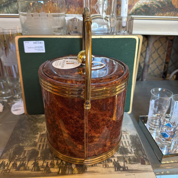 Patent leather padded ice bucket Burlwood look
