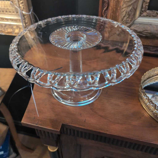 Lovely Vintage Glass Cake Plate 12 in