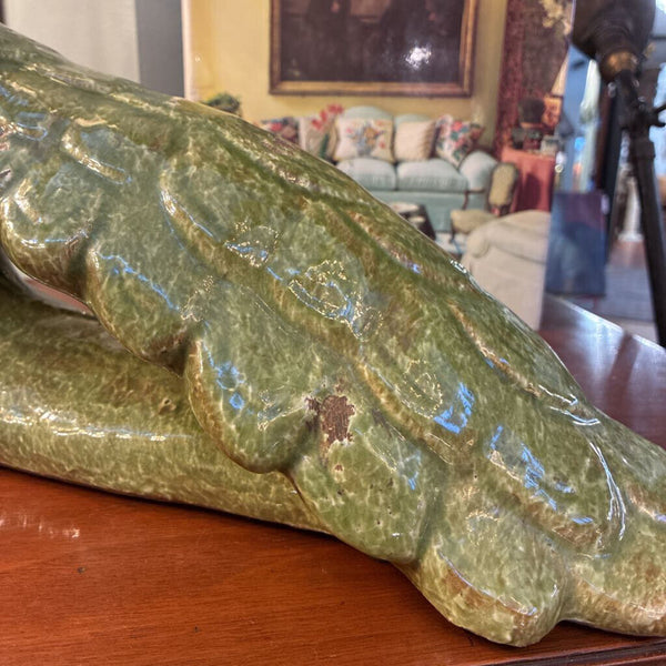 Vintage Green Ceramic Peacock 10 x 16