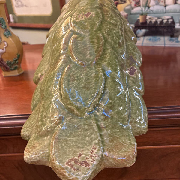 Vintage Green Ceramic Peacock 10 x 16