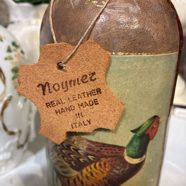 Vintage JW Dant 1969 Leather Wrapped Pheasant Decanter 10" x 4"