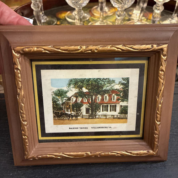 Vintage Raleigh Tavern Framed Art 7" x 6"