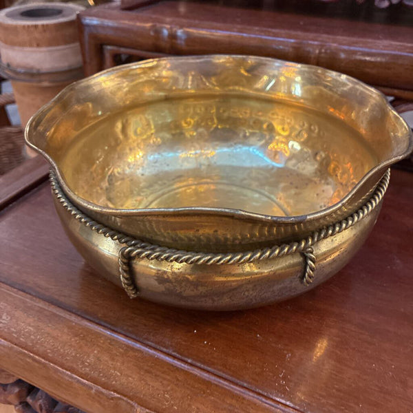 Vintage Hammered Brass Planter 8" x 4"