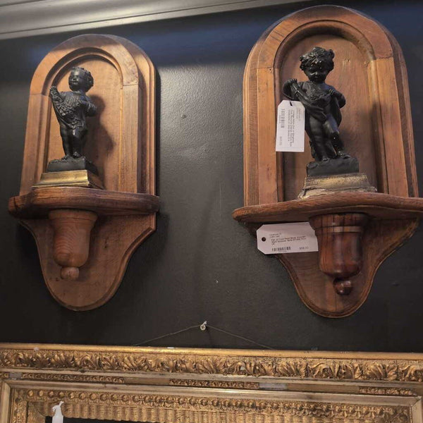 Pair of Cool Hand Made Wooden Shelf Sconces 19x10 STORE PICK UP