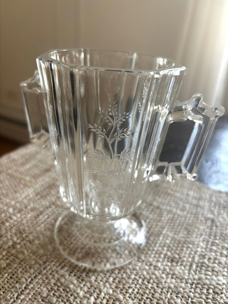 Vtg Bryce Higbee Glass Spooner Spoonholder, w/ Sprig Pattern