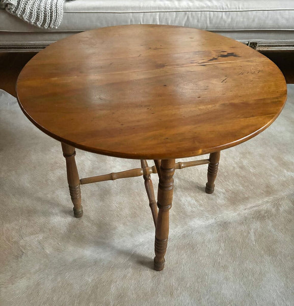 Antique Wood Elliptical Folding Accent Table 24R x 19.75H (in store PU)