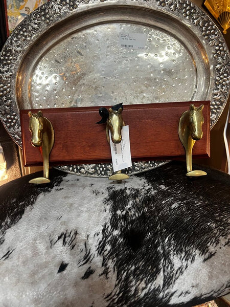 Vintage Triple Brass Horse Hook