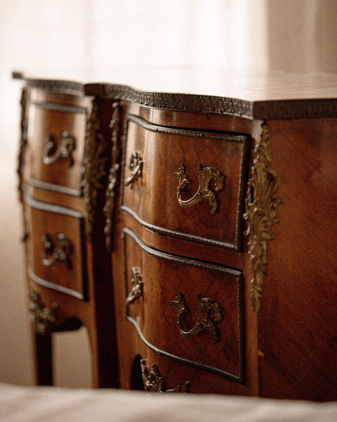 Pair of Antique French Louis XV Marquetry Nightstands