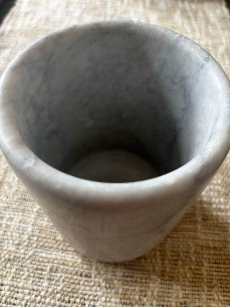 Natural White Marble With Gray Veining Wine Chiller/ Utensil Holder
