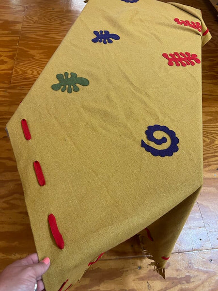 Vintage Mustard Wool Blanket~ 54" w x 72" l