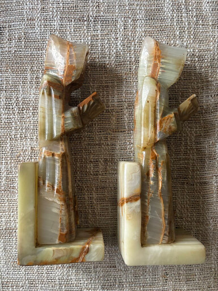 Pair of Large Onyx Monk Bookends 10.5H