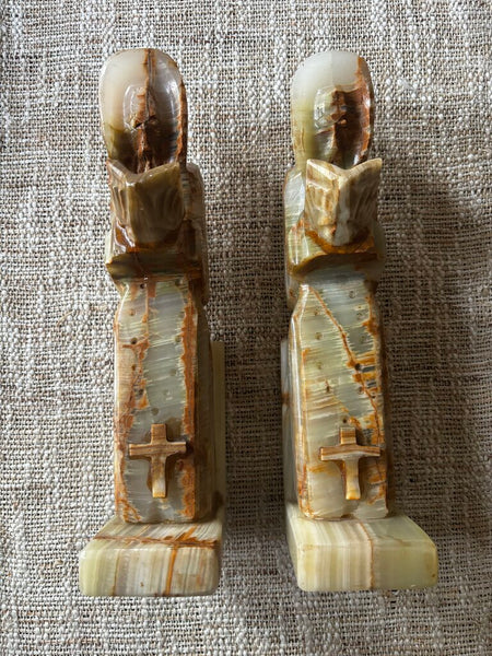 Pair of Onyx Monk Bookends 10.5H