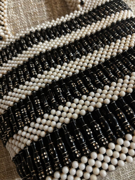 Vintage Black and White Beaded Bag