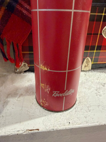 JFV ~ vintage tall dark red thermos