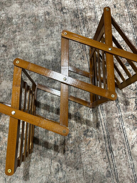 Vtg Folding Wood Wine Rack